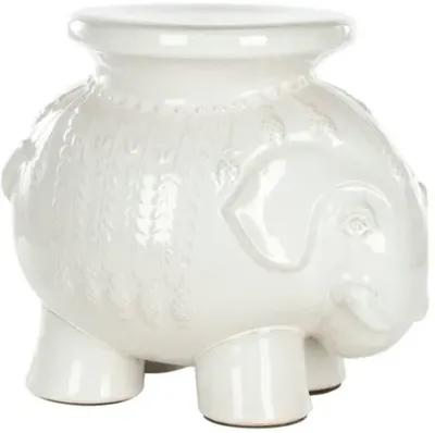 Elephant Garden Stool - White