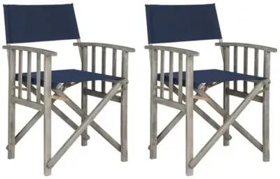 Set of 2 Miles Outdoor Director's Chairs - Navy/Gray - Blue