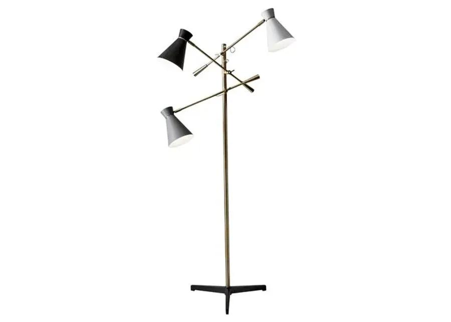 Gracie 3-Arm Floor Lamp - Antiqued Brass