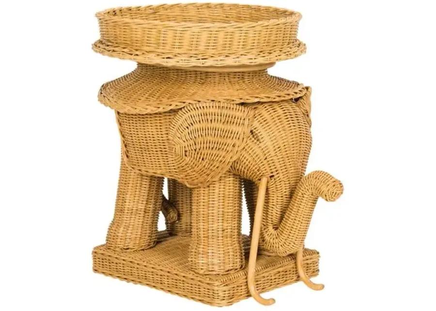 Milo Elpehant Rattan Side Table - Natural - Beige