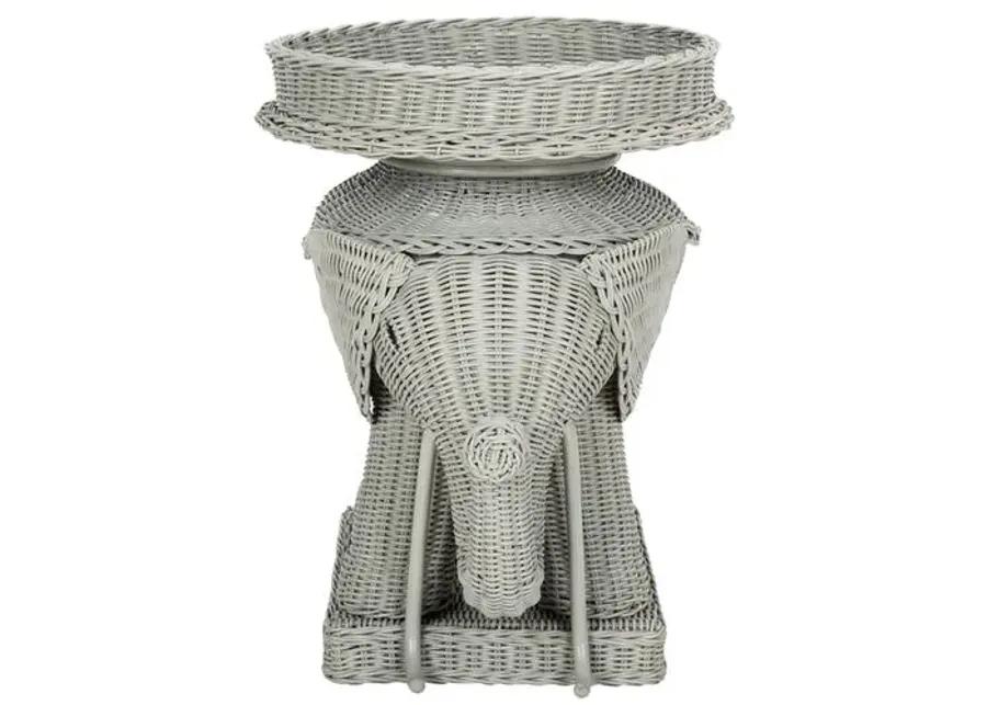 Milo Elpehant Rattan Side Table - Gray