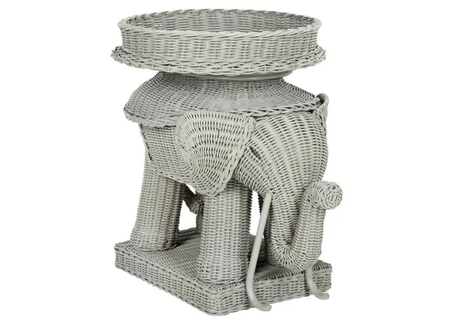 Milo Elpehant Rattan Side Table - Gray