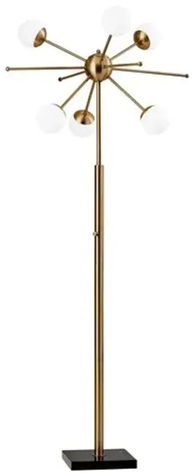 Dempster Floor Lamp - Antiqued Brass/White