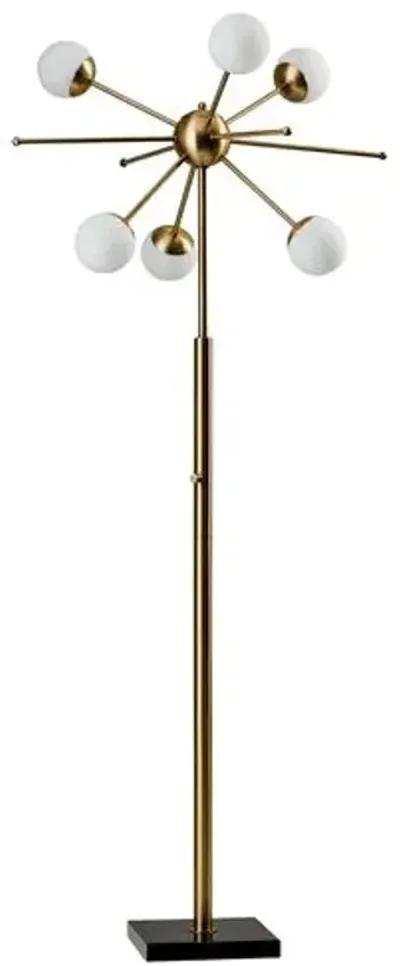 Dempster Floor Lamp - Antiqued Brass/White