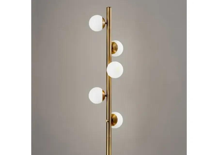 Dempster Tree Floor Lamp - Antiqued Brass/White