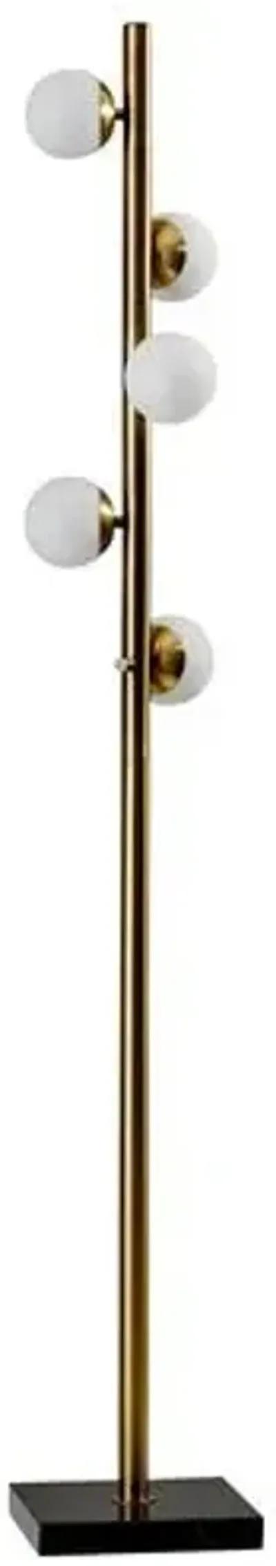 Dempster Tree Floor Lamp - Antiqued Brass/White