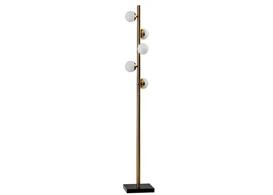 Dempster Tree Floor Lamp - Antiqued Brass/White