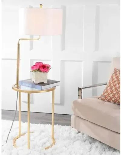 Elsie Side Table Floor Lamp - Gold Leaf