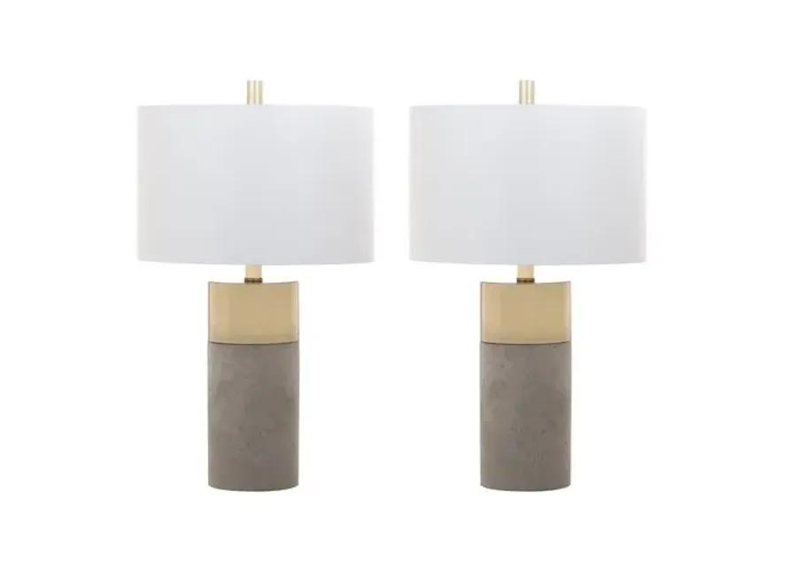 Set of 2 Chloe Concrete Table Lamps - Gold/Grey