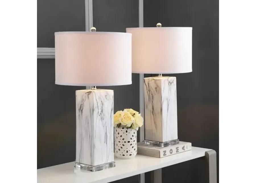 Set of 2 Addie Table Lamps - Black/White Marble