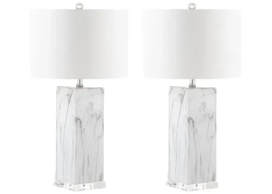 Set of 2 Addie Table Lamps - Black/White Marble