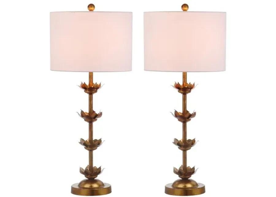 Set of 2 Nolden Floral Table Lamps - Antiqued Gold Leaf