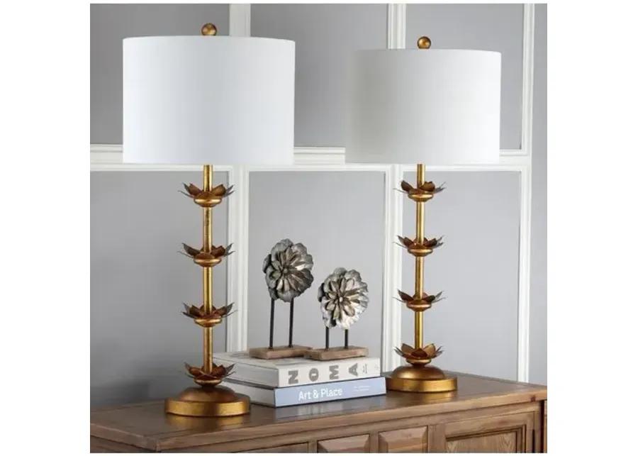 Set of 2 Nolden Floral Table Lamps - Antiqued Gold Leaf