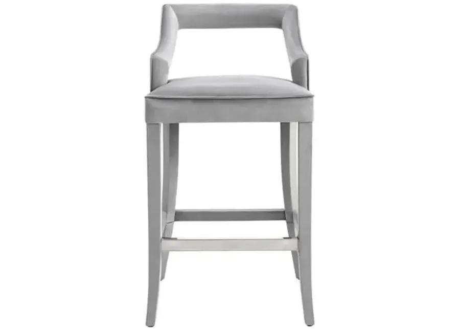 Serena Velvet Barstool - Gray