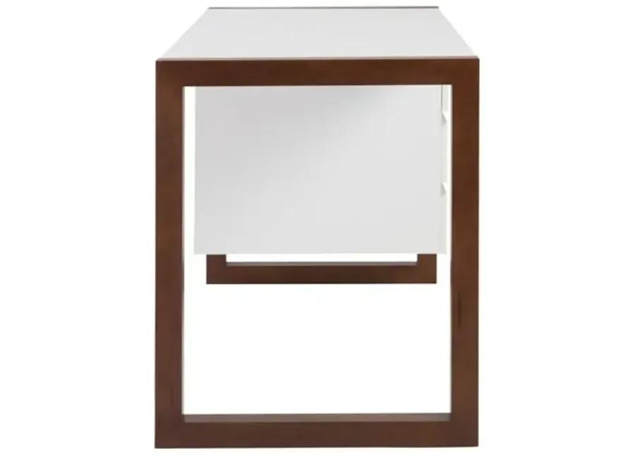 Lewis Desk - Matte White/Walnut