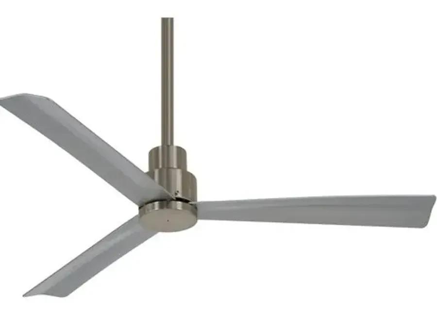 Simple Ceiling Fan - Brushed Nickel Wet - Silver - 3 Blades - 3 Blades, Hardwired, Hand-Held Remote Control