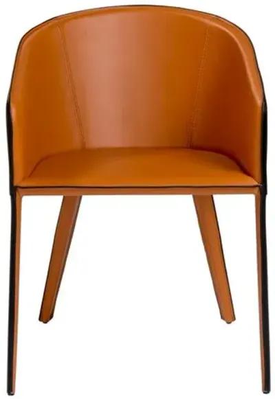 Casey Leatherette Armchair - Cognac/Black - Brown