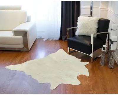 4'3"x5' Faux Cowhide Rug - Off-White - Ivory