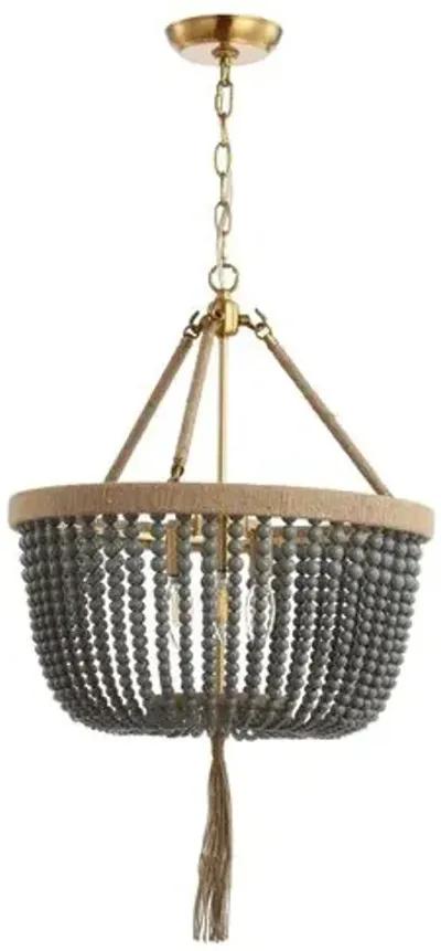 Mila Beaded Pendant - Gold/Dark Gray