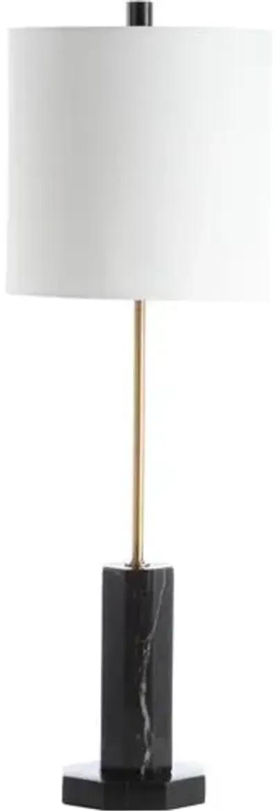 Zaia Marble Buffet Lamp - Black/Brass