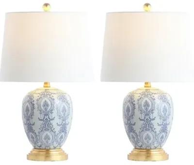 Set of 2 Kai Ceramic Table Lamps - Blue/White