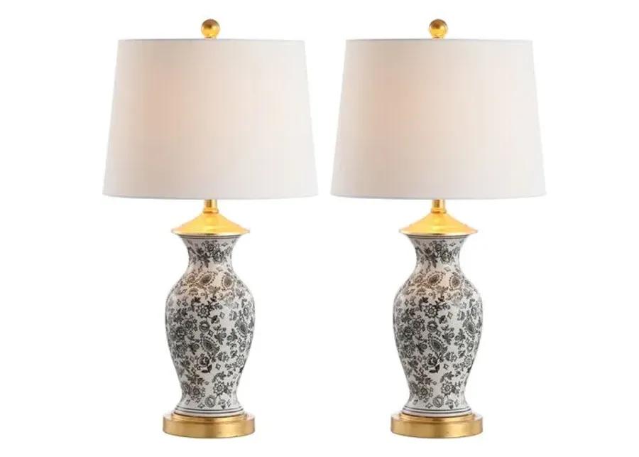 Set of 2 Kae Ceramic Table Lamps - Black/White