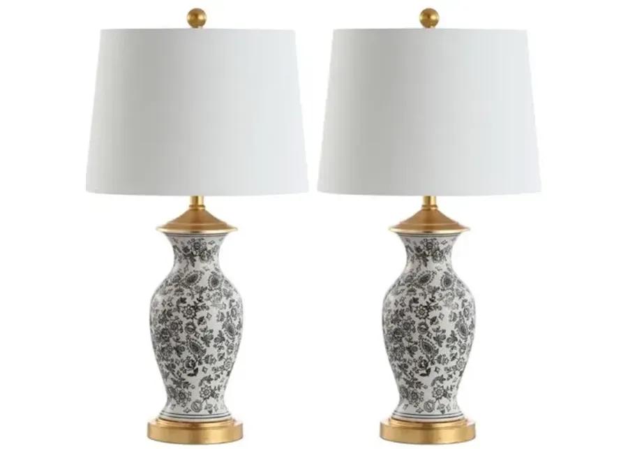 Set of 2 Kae Ceramic Table Lamps - Black/White