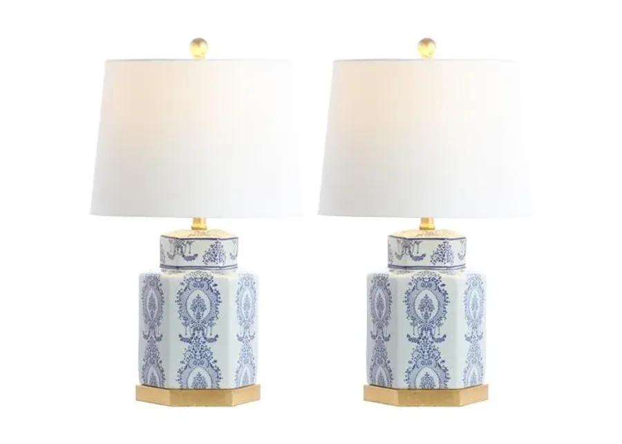 Set of 2 Bella Ceramic Table Lamps - Blue/White