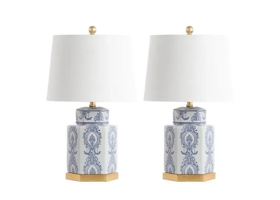 Set of 2 Bella Ceramic Table Lamps - Blue/White