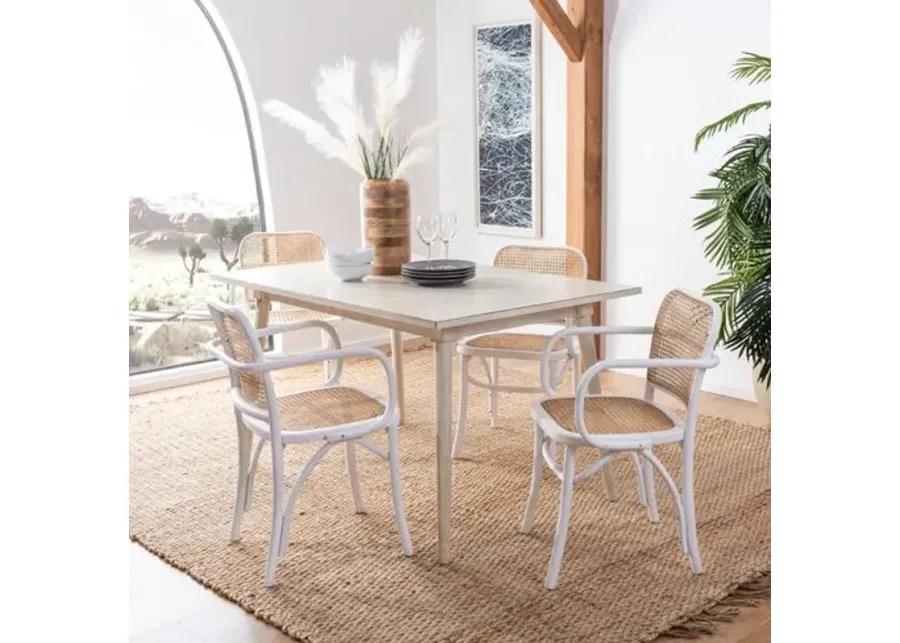 Dorinda Cane Dining Chair - White/Natural - Beige