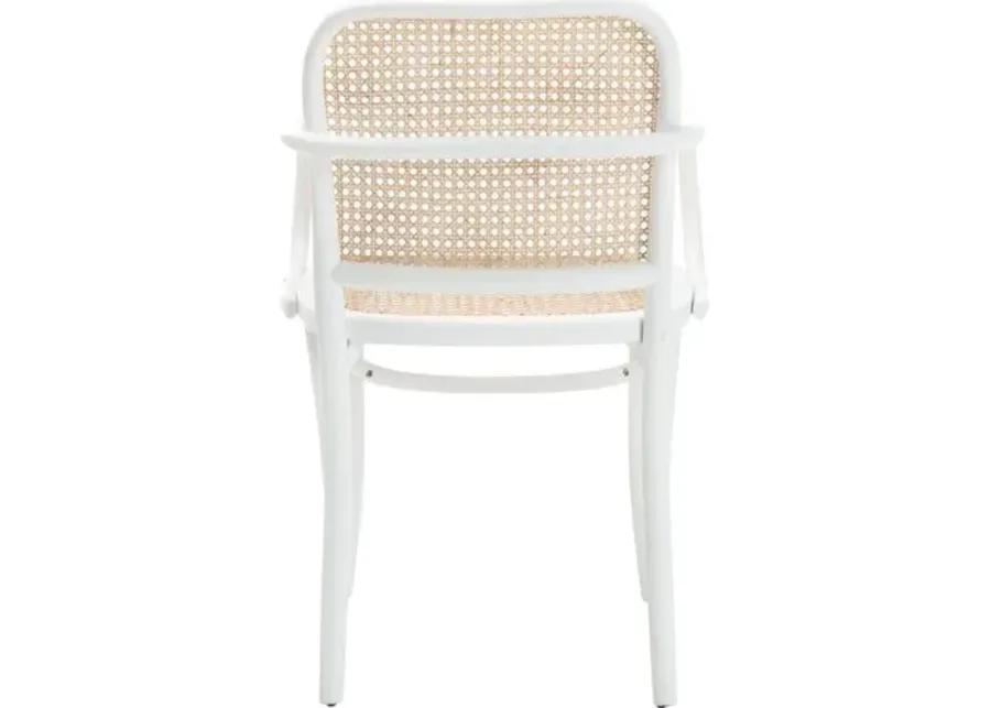 Dorinda Cane Dining Chair - White/Natural - Beige