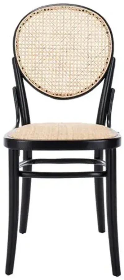 Set of 2 Cara Cane Dining Chairs - Black/Natural