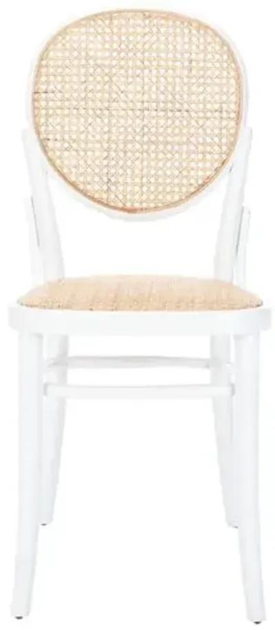 Set of 2 Cara Cane Dining Chairs - White/Natural - Beige