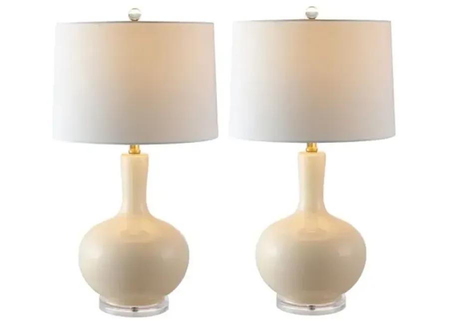 Set of 2 Lily Table Lamps - Cream