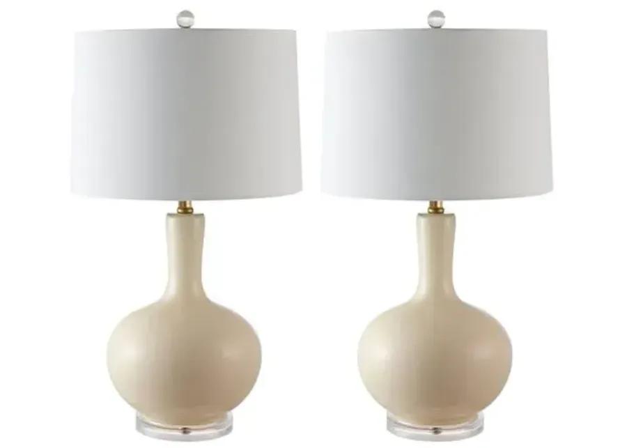 Set of 2 Lily Table Lamps - Cream