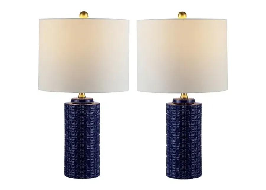 Set of 2 Alex Ceramic Table Lamps - Navy Blue