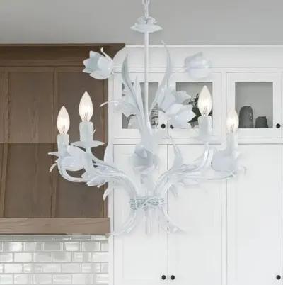 Amour 5-Light Flora Chandelier - Gloss White - Crystorama