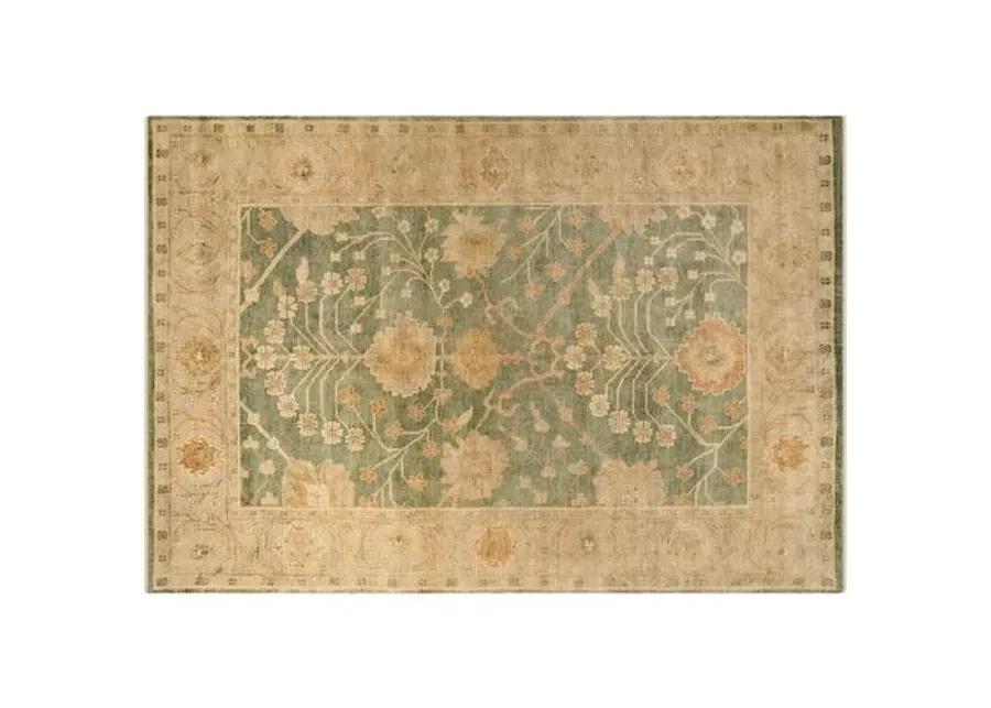 Lucia Oushak Rug - Blue/Beige - Beige