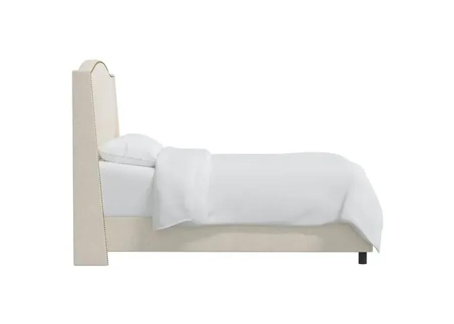 Cole Wingback Bed - Linen - Beige, Comfortable, Durable