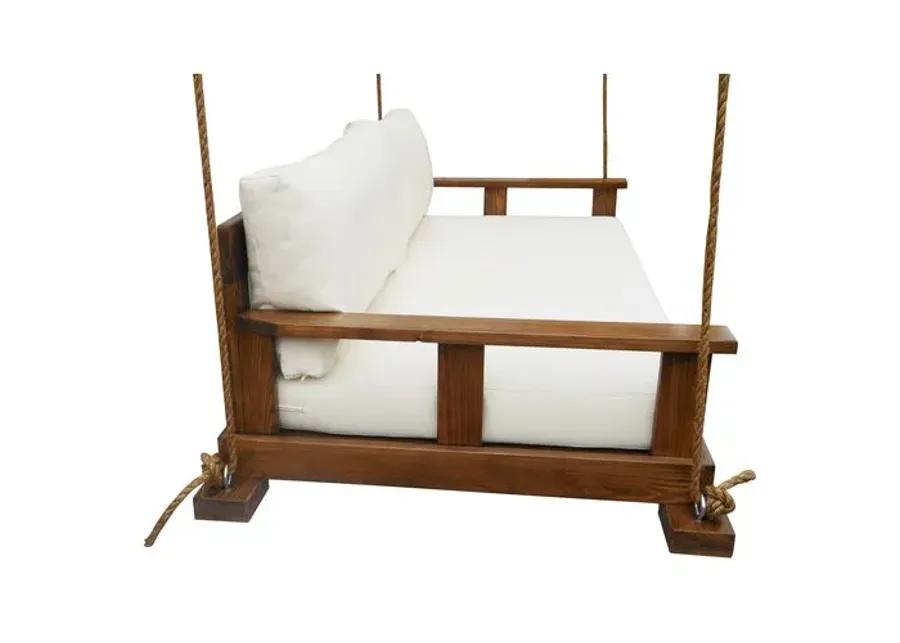 Savannah Outdoor Bedswing - White - Handcrafted - Brown