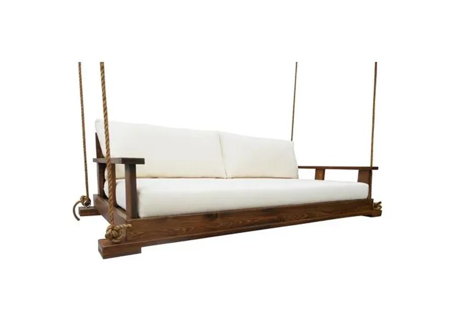 Savannah Outdoor Bedswing - White - Handcrafted - Brown