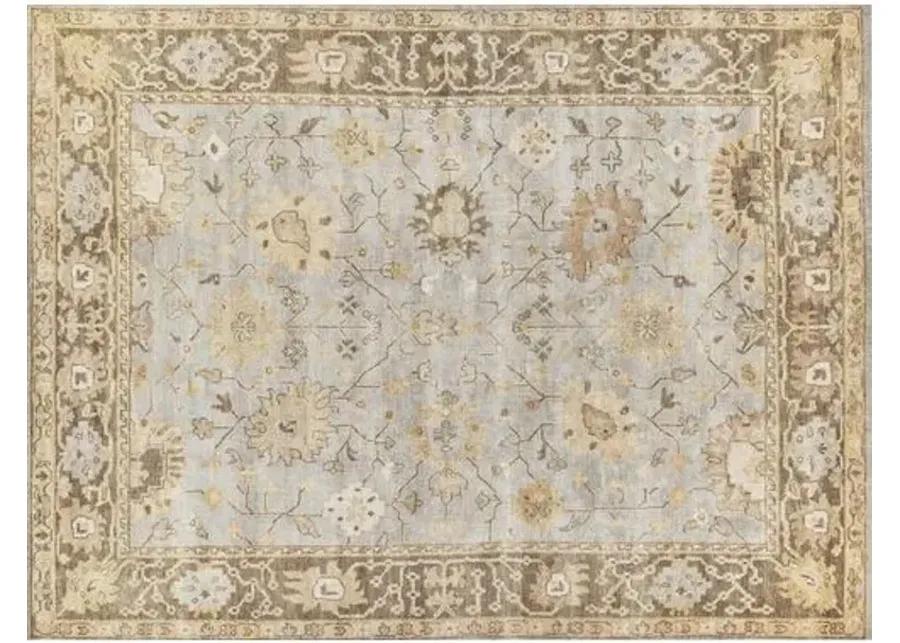 Antique Weave Oushak hand-knotted Rug - Blue/Brown - Exquisite Rugs - Beige - Beige