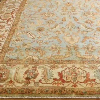 Antique Weave Serapi hand-knotted Rug - Blue/Ivory - Exquisite Rugs - Handcrafted - Beige - Beige