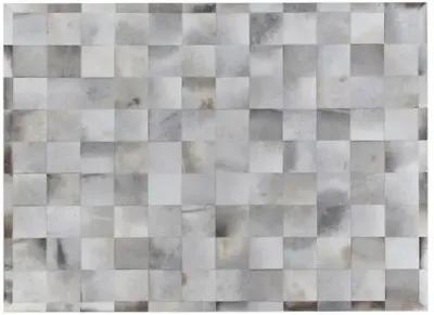 Stitched Blocks Hide - Silver - Exquisite Rugs - Gray - Gray - 5'x8'