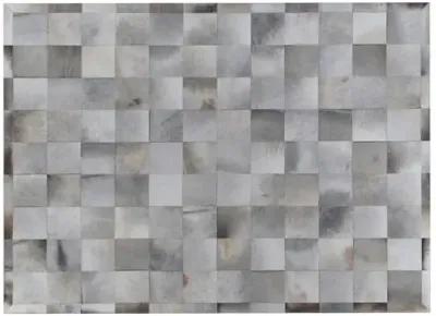 Stitched Blocks Hide - Silver - Exquisite Rugs - Gray - Gray - 8'x11'