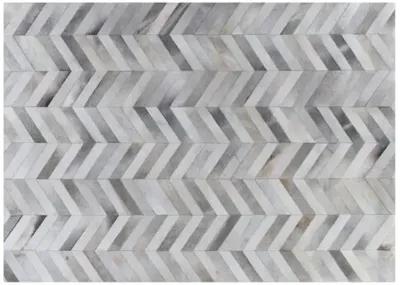 Chevron Hide - Silver/White - Exquisite Rugs - Gray - Gray - 5'x8'