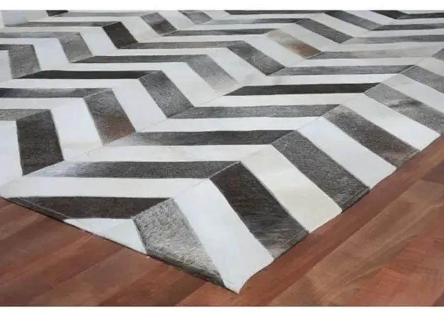 Chevron Hide - Gray/White - Exquisite Rugs - Gray - 5'x8'