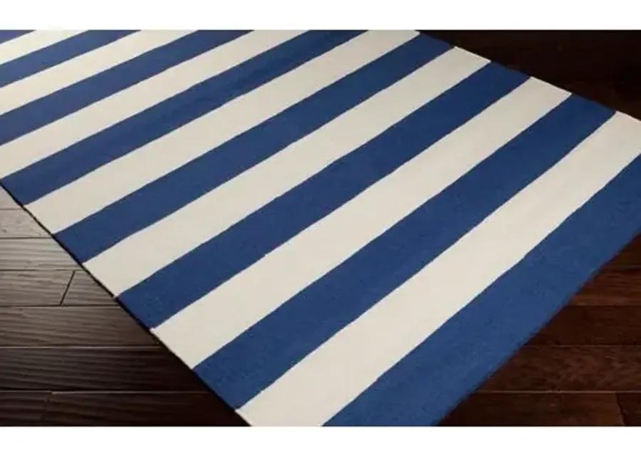 Hermie Flat-Weave Rug - Blue - Blue