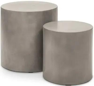 Set of 2 Elwood Pedestal Concrete Side Tables