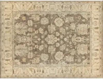 Antique Weave Oushak hand-knotted Rug - Brown/Ivory - Exquisite Rugs - Beige - Beige